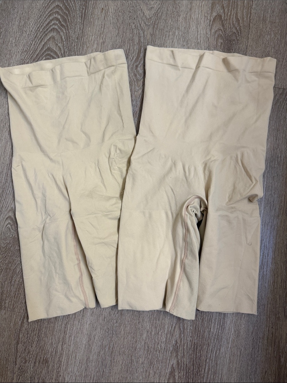 2 SPANX High-Waist Nude Shaping Shorts - Beige